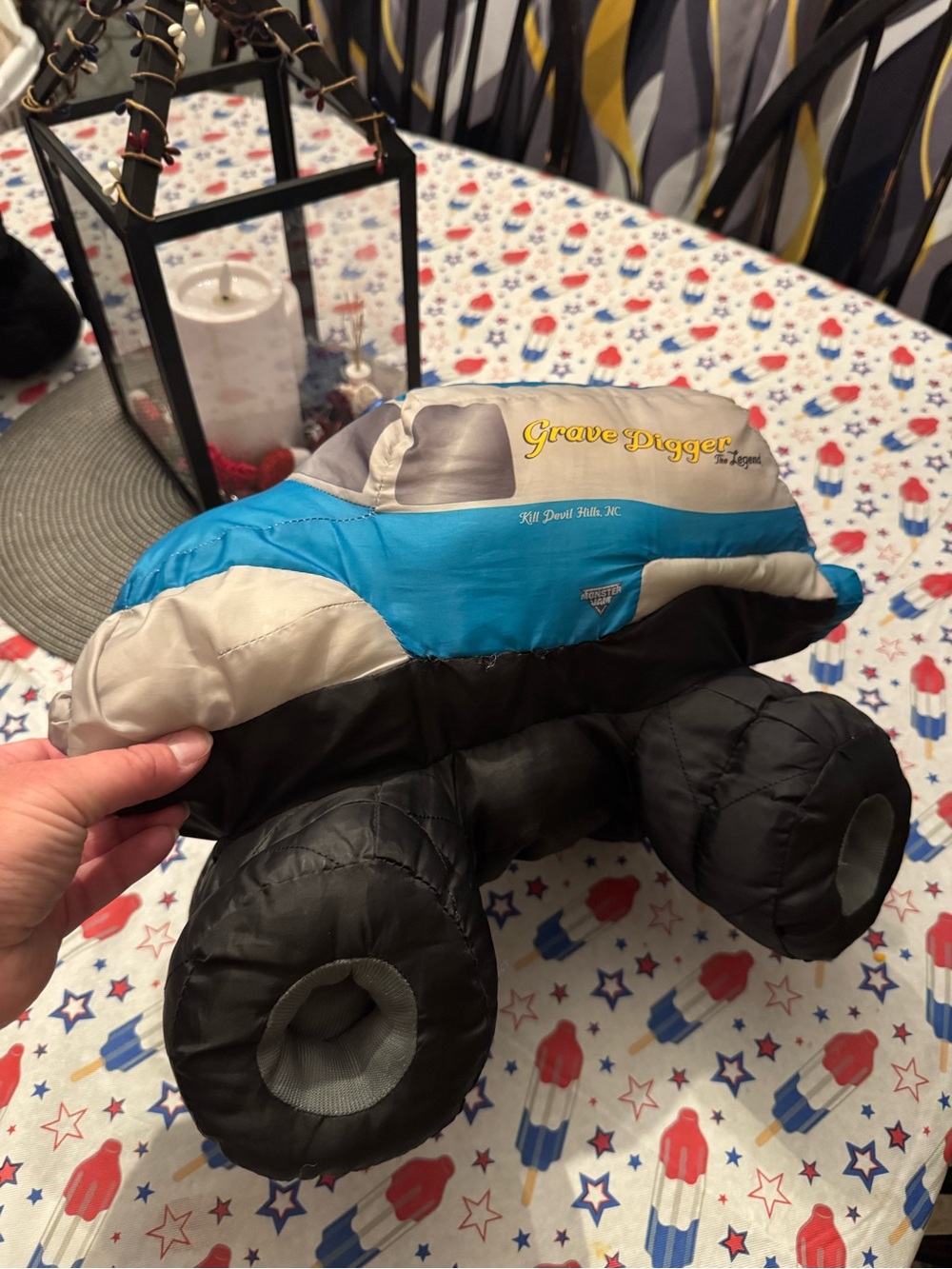 Grave Digger Plush Monster Truck Toy - Blue, Black, Cream